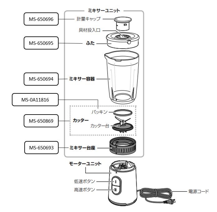 ミックス　&　ドリンク　ホワイト　部品図